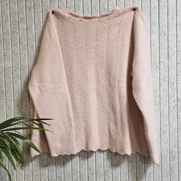 Lily Stanhope Pink Angora Wool Blend Sweater 3X Scallop Hem - Picture 2 of 2